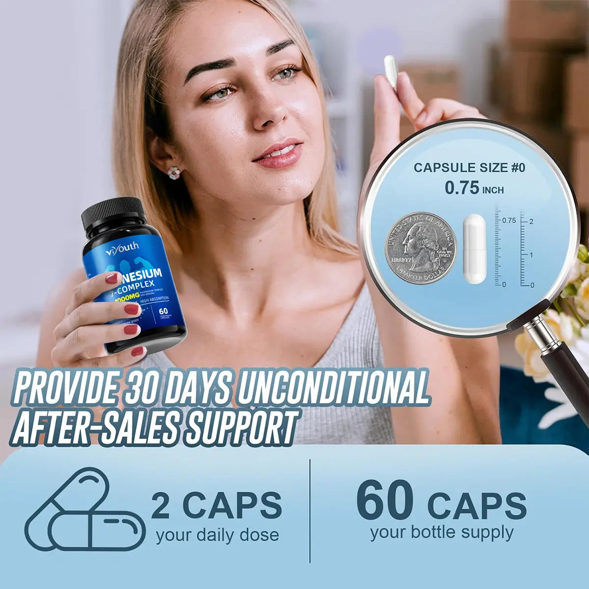 Viyouth 1000Mg Magnesium Complex - 10 Elemental Magnesium Complex & Zinc for Calming Sleep & Relax - US Made - Dietary Supplement for Hair Health Digestive Detox & Cortisol Balance-3Rd Party Tested Tablets Fitness, Magnesium Glycinate Vitamin