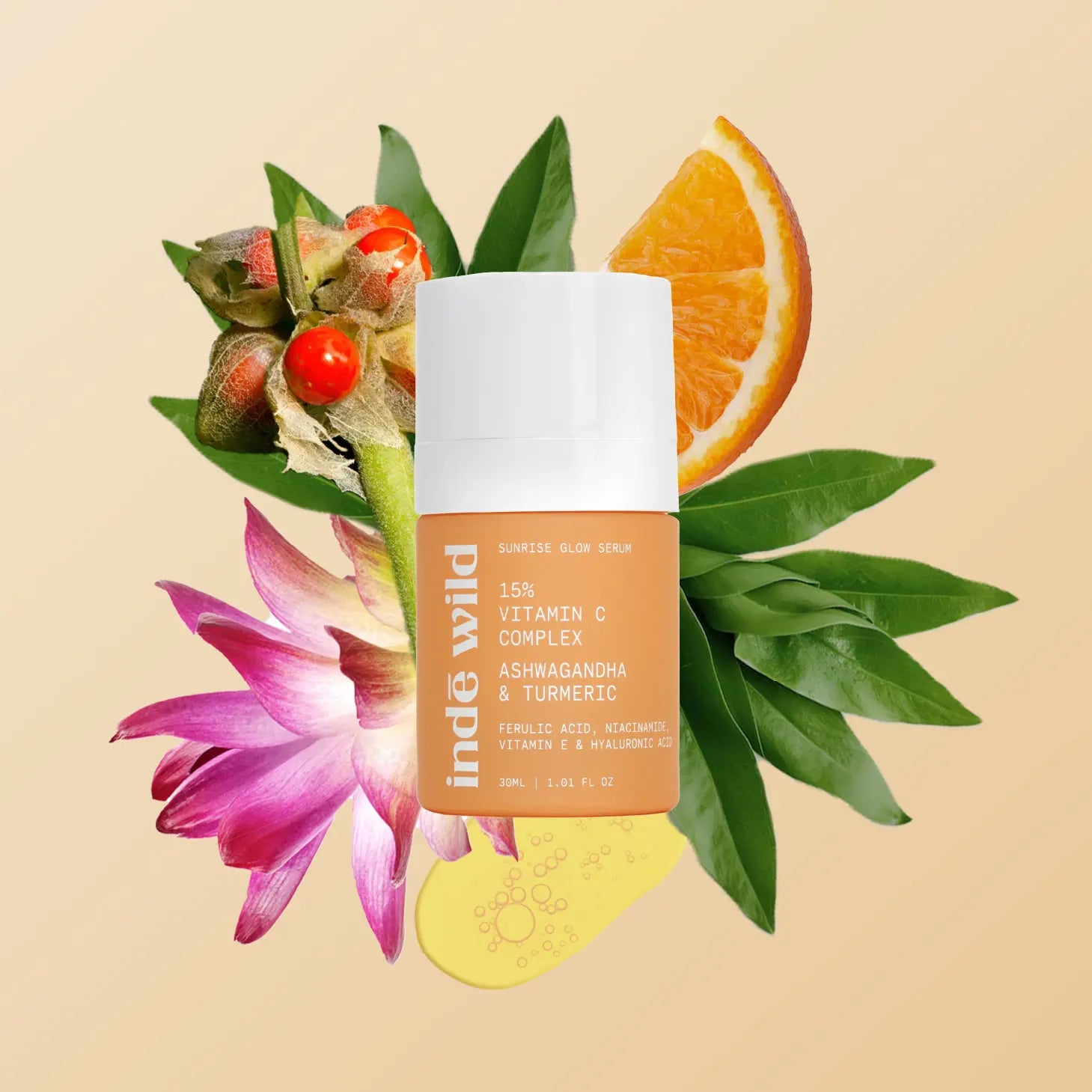 15% Vitamin C Complex Serum - Ashwagandha & Tumeric Skincare Brightening Serum Ferulic Acid Glutathione Turmeric Hyaluronic Acne