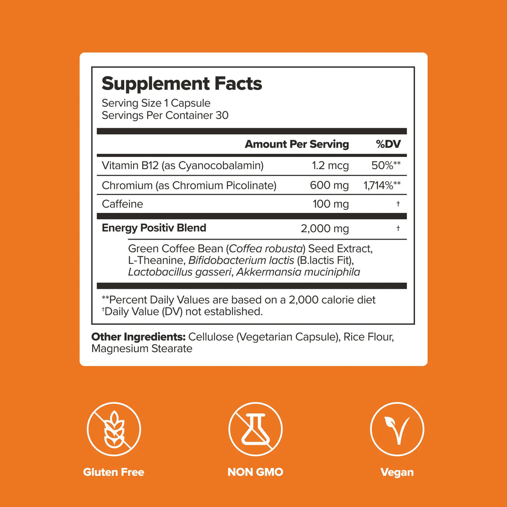 URO - Metabolism Support Capsule with Probiotic, Vitamin B12, Green Coffee Bean Extract, and Caffeine - for Healthy Metabolism and Energy- 30 Servings (Pack of 1)