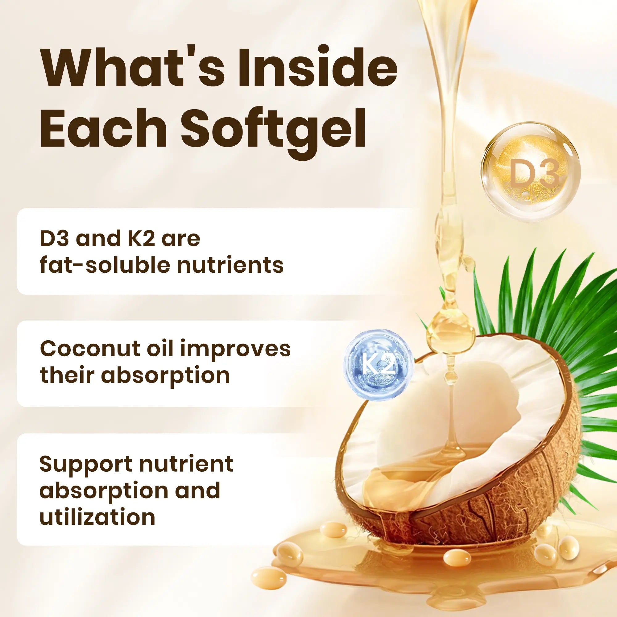 VEV Corefeel Vitamin D3 K2 Supplement Softgels, Mothersdaygift